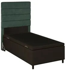 Cabeceira com Base Cama Box Baú Solteiro 88x188cm Hit ID5 Linho Verde/