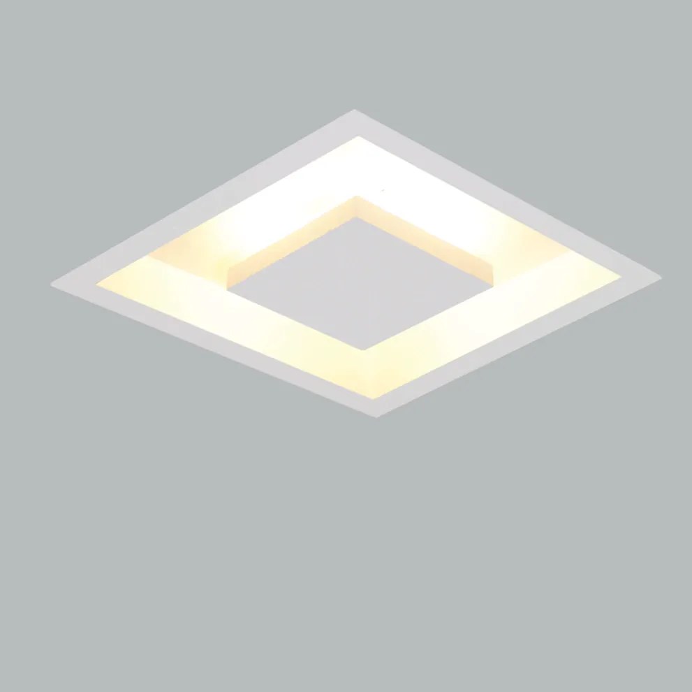 Luminária De Embutir Home Quadrado Halopin 5Xg9 50X50Cm Metal | Usina... (BT - Branco Texturizado + BR-F - Branco Fosco)