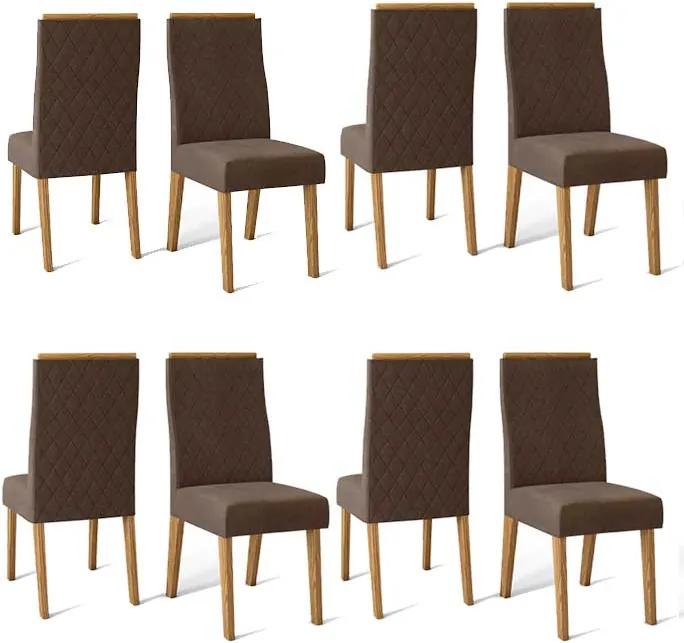 Conjunto 8 Cadeiras Cássia Carvalho Nobre Tecido Veludo Moca