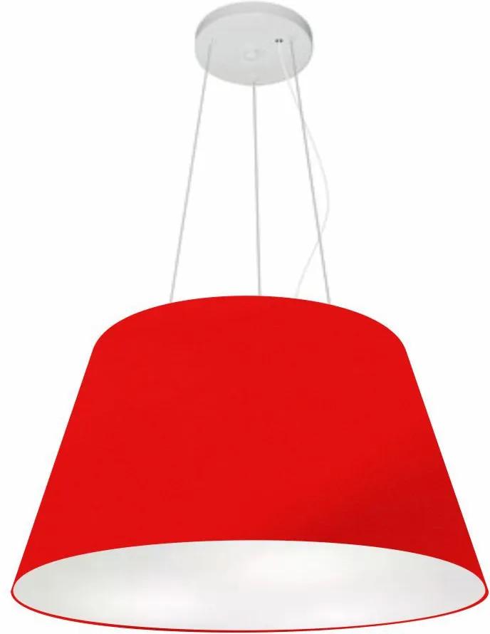 Lustre Pendente Cone Md-4141 Cúpula em Tecido 30/50x35cm Vermelho - Bivolt