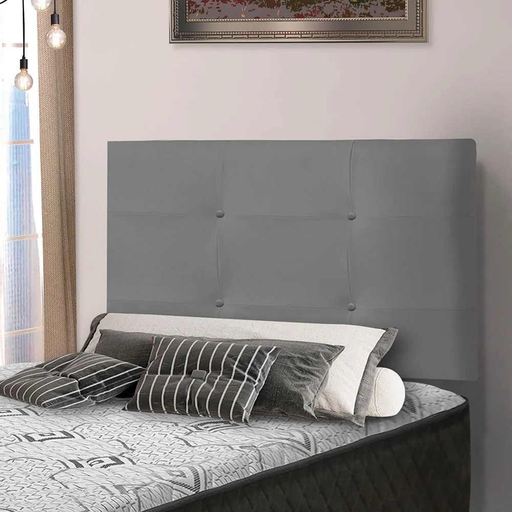 Painel Luna Para Cama Box Solteiro 90 cm Suede Cinza - D'Rossi