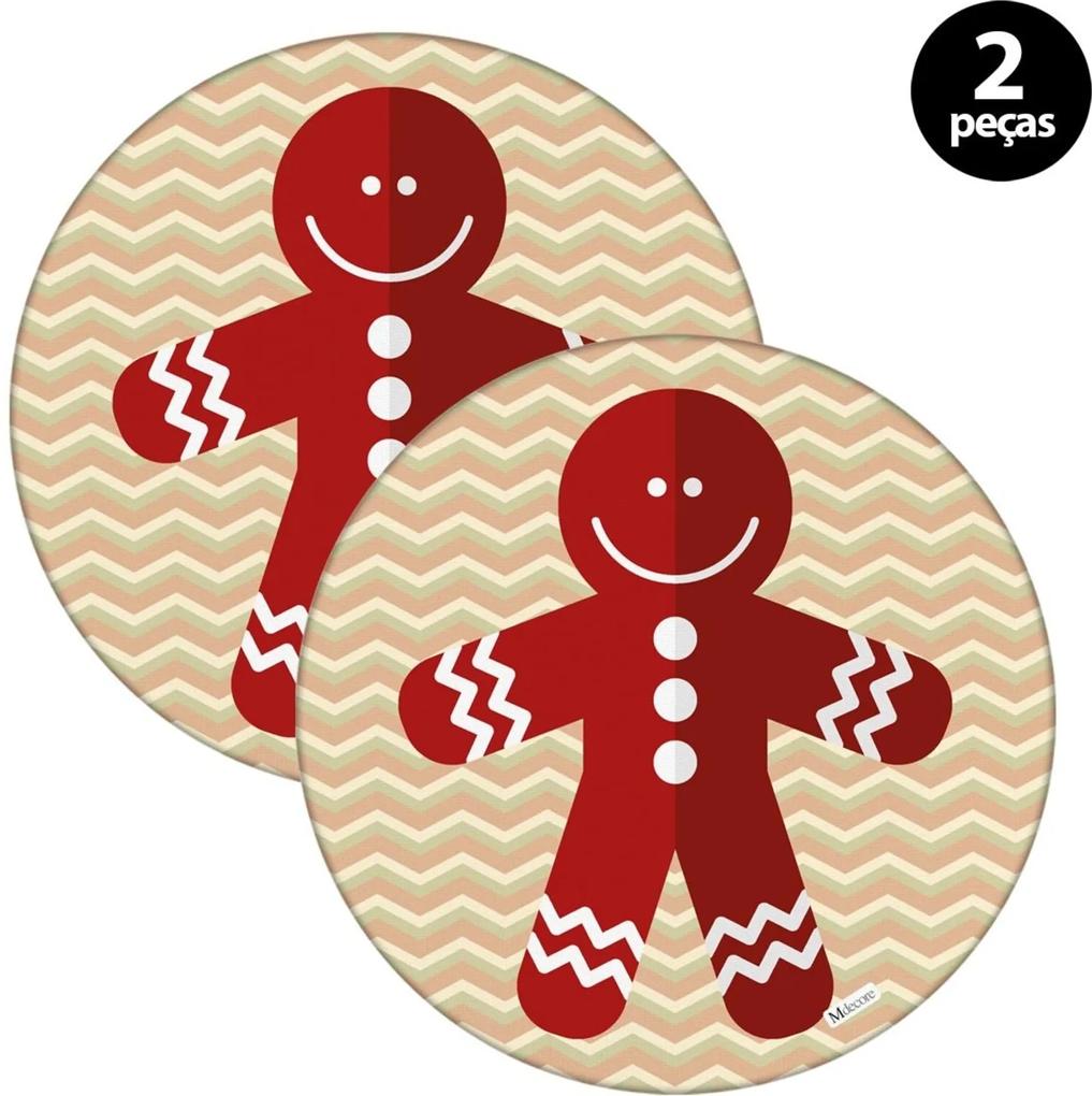 Capa para Sousplat Mdecore Natal Biscoito Bege 2pçs
