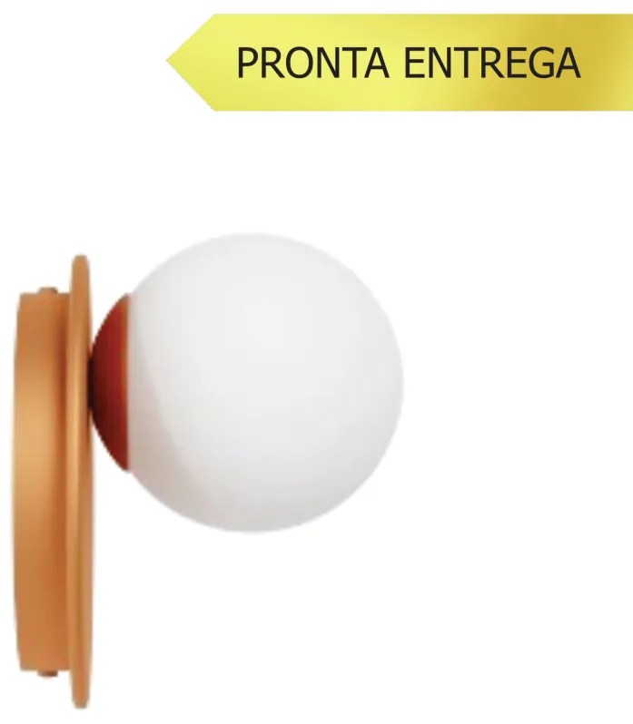 Arandela Flat Ball Ø15X12,5Cm Aluminio E Globo Ø10Cm 01Xg9 - Qimporta... (ROSE FOSCO)