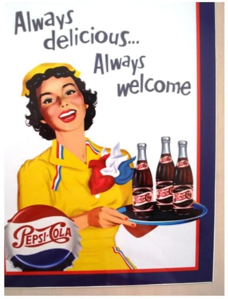 Placa Decorativa em MDF Propaganda Vintage Pepsi 20x30 Único
