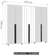 Guarda Roupa Casal 278cm 6 Portas 8 Espelhos Zac Off/Cinamomo Z10 - Mp
