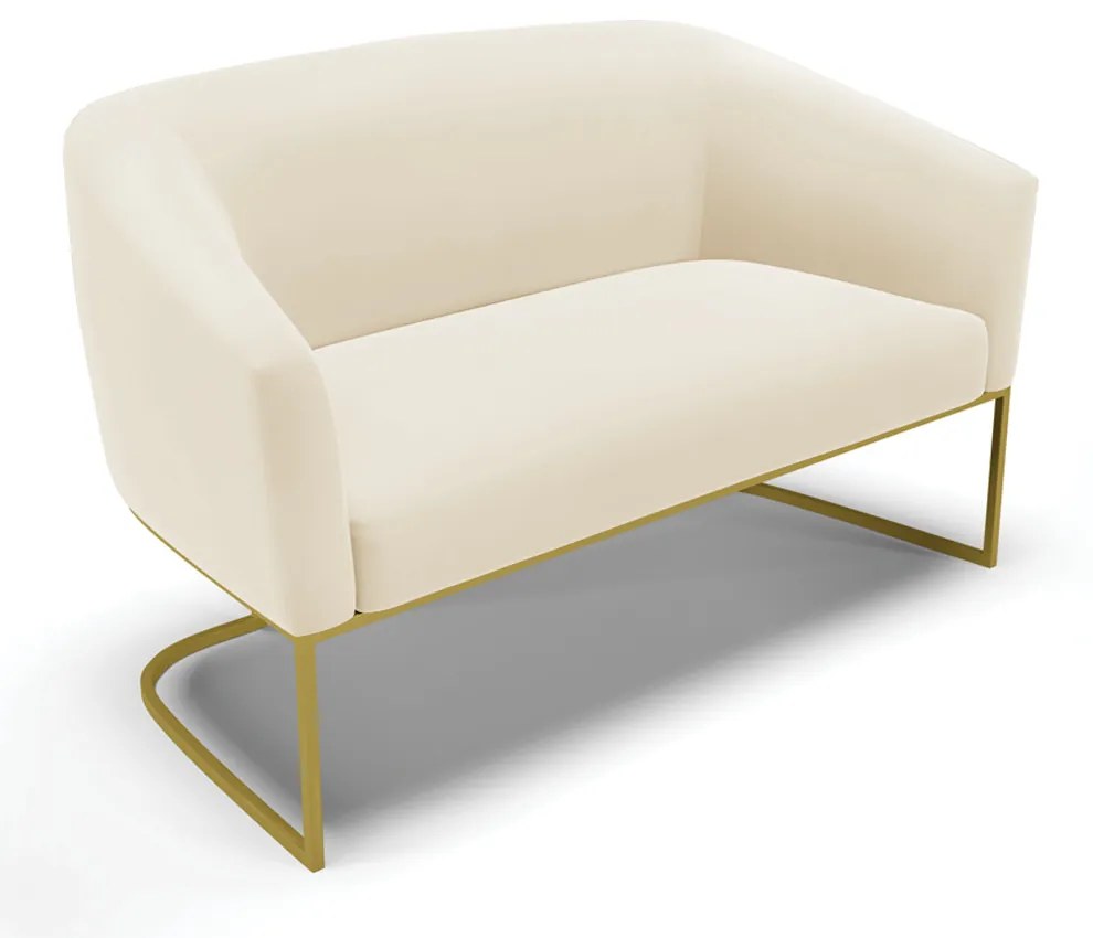 Sofá 2 Lugares Namoradeira Industrial Dourado Stella Veludo D03 - D'Rossi - Bege