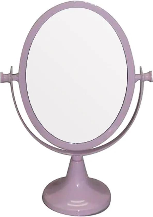 Espelho de Mesa Romantic Oval 2 Lados Pink em Metal - Urban - 25x12 cm