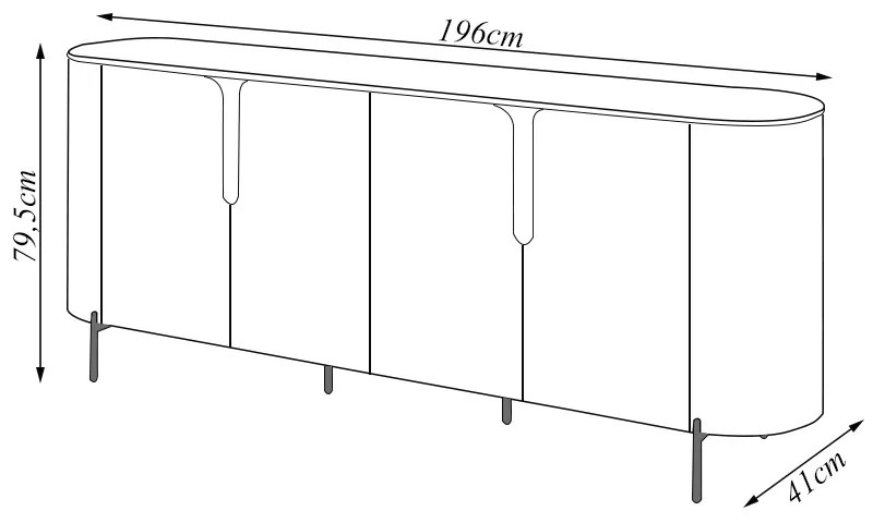 Buffet Decorativo América 4 Portas Pés Metálicos Dourados Off White G18 - Gran Belo