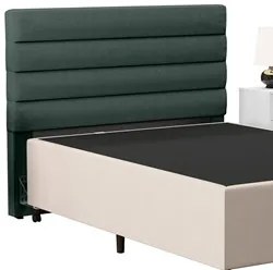 Cabeceira com Base para Cama Box Casal 138x188cm Hit ID5 Linho Verde/S