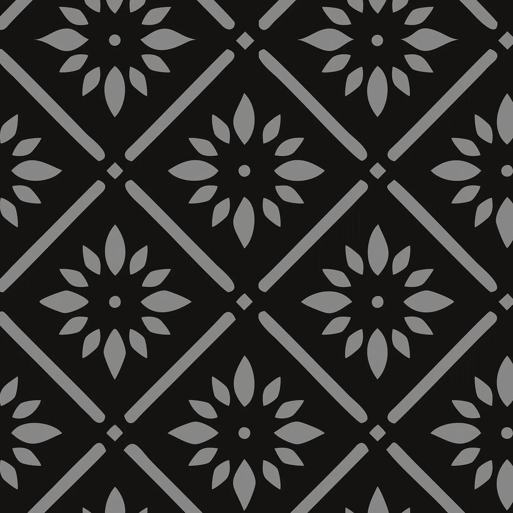 Papel de parede adesivo arabesco preto e cinza