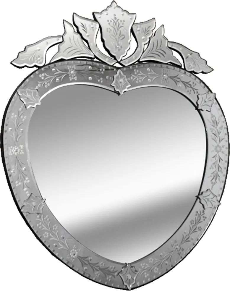 Espelho Veneziano Grande Bisotado Formato de Coração - 97x79cm