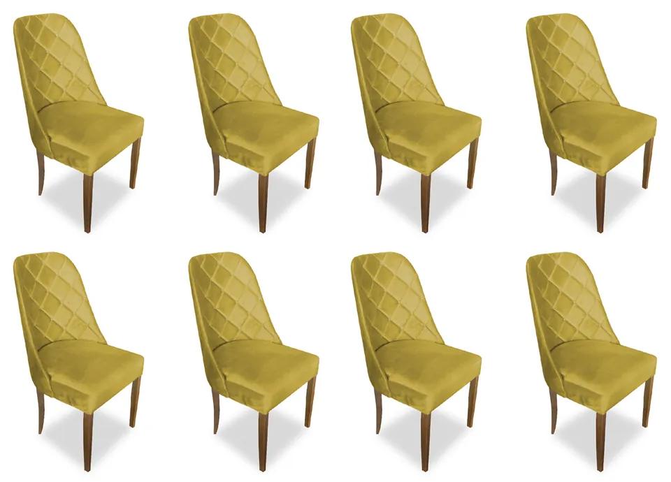 kit com 8 Cadeiras de Jantar Dublin Suede Amarelo