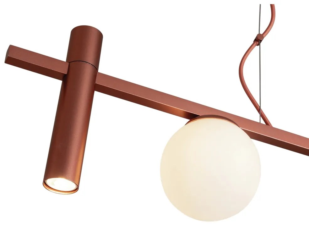 Pendente Miscela 12X20X85Cm Tubo E Globo Ø12Cm 3Xmr11 / 2Xg9 - Usina 1... (CP-M / DR-P - Champanhe Metálico / Dourado Polido Brilho, Fosco (Branco))