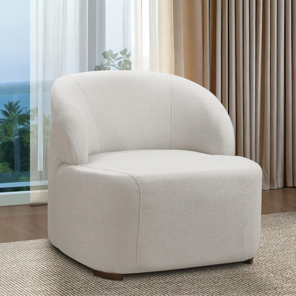 Poltrona Decorativa Orgânica para Sala Diully Bouclê E03 - D'Rossi - Cinza claro