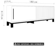 Rack Bancada Para TV 65 Pol 180cm Lucca Off White/Freijó C01 - Mpozena