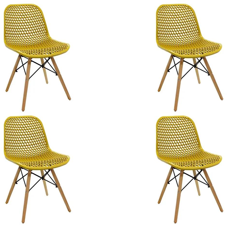 Kit 4 Cadeiras Decorativas Sala e Cozinha Haney (PP) Amarela Ocre G56 - Gran Belo