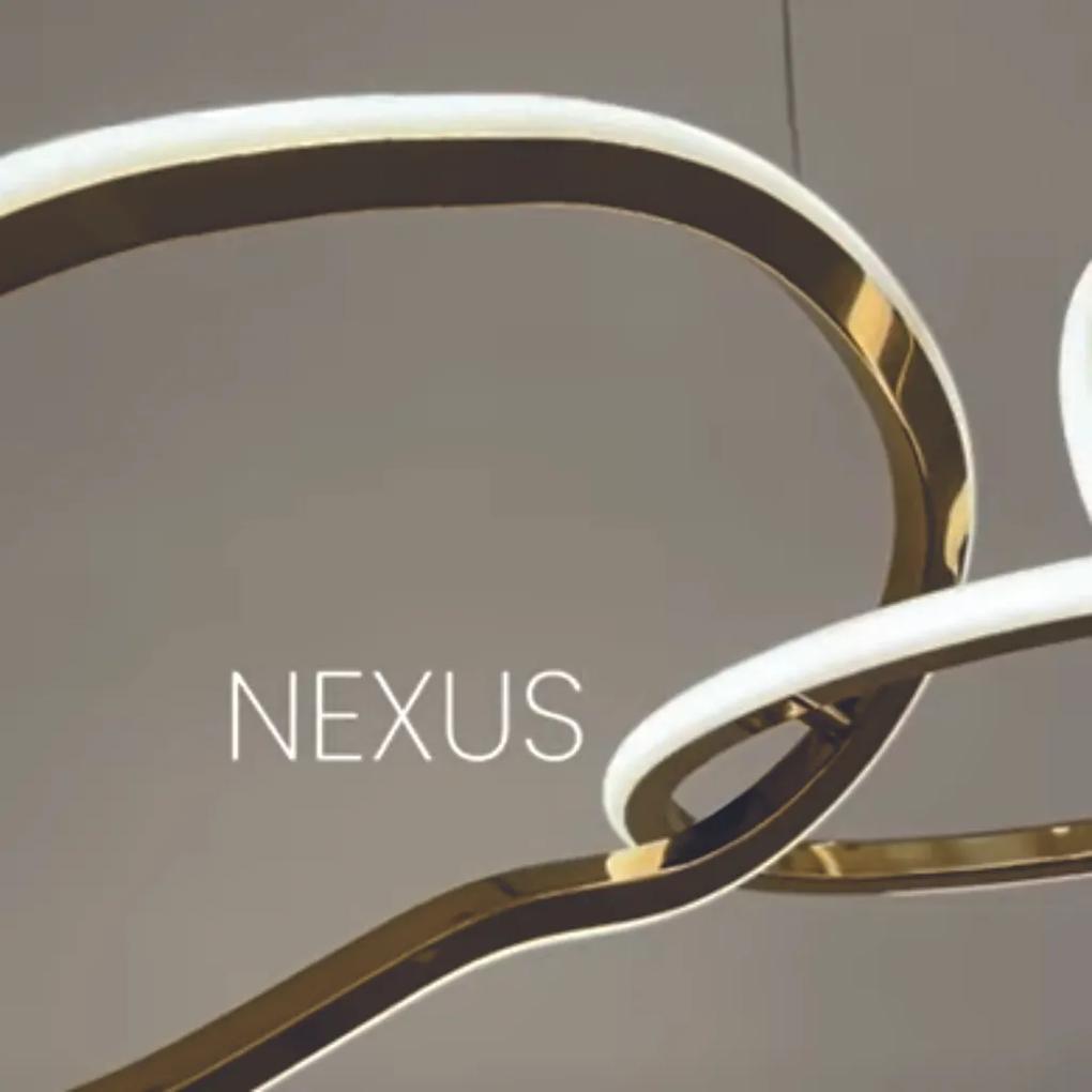 Pendente Nexus Horizontal 120X32X30Cm Led 50W 3000K Bivolt Dourado Pol...