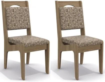 Kit 2 Cadeiras CAD105 para Sala de Jantar Nogal/Flores Marrom - Kappesberg