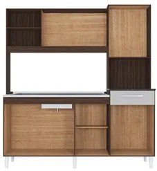 Kit Cozinha Compacta para Pia sem Tampo 7 Portas Veronez P11 Chocolate