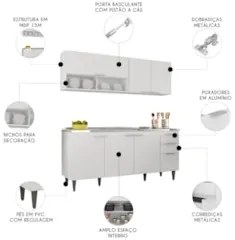 Armário de Cozinha CP01 Com Pia 180cm Pérola Z34 Branco - Mpozenat