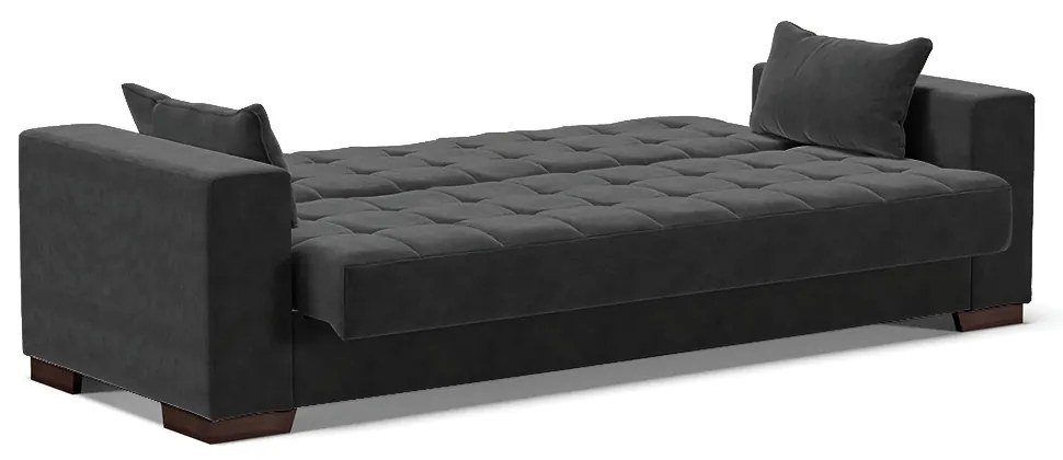 Sofá Cama 02 lugares Lisboa Suede Pés de Madeira - D'Rossi - Preto