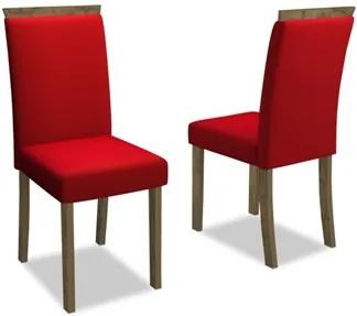 Kit 2 Cadeiras para Sala de Jantar Paloma Álamo/Veludo Vermelho - New Ceval