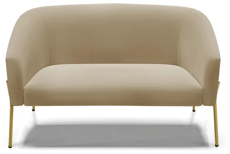 Sofá 2 Lugares Namoradeira Pé de Ferro Dourado Stella Suede D03 - D'Rossi - Marrom Rato
