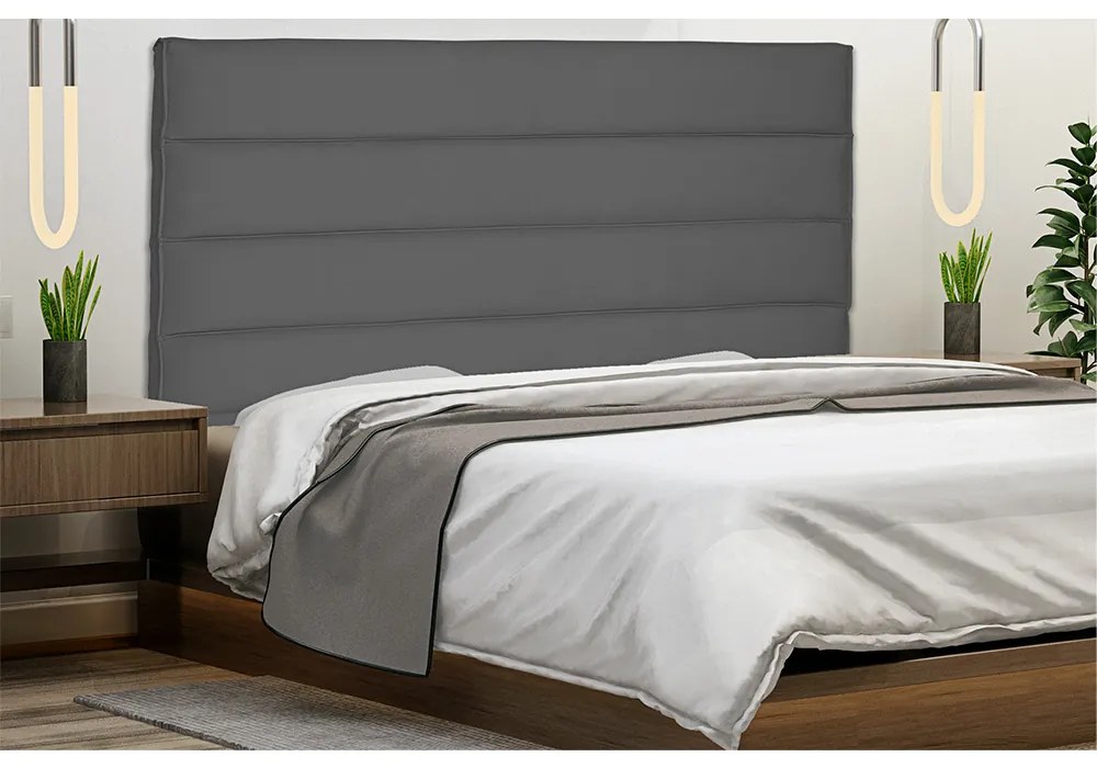 Cabeceira La Italiana Para Cama Box Solteiro 90 cm Suede Cinza- D'Rossi