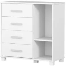 Cômoda Infantil Para Quarto 80cm 4 Gavetas Princesa Rosa Z53 - Mpozena