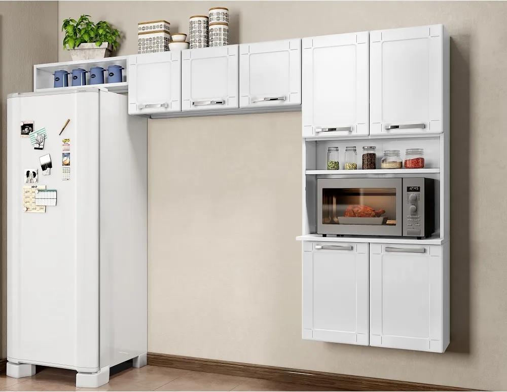 Kit Cozinha CZM01 com Paneleiro 4 Portas, Armário e Nicho Multipla
