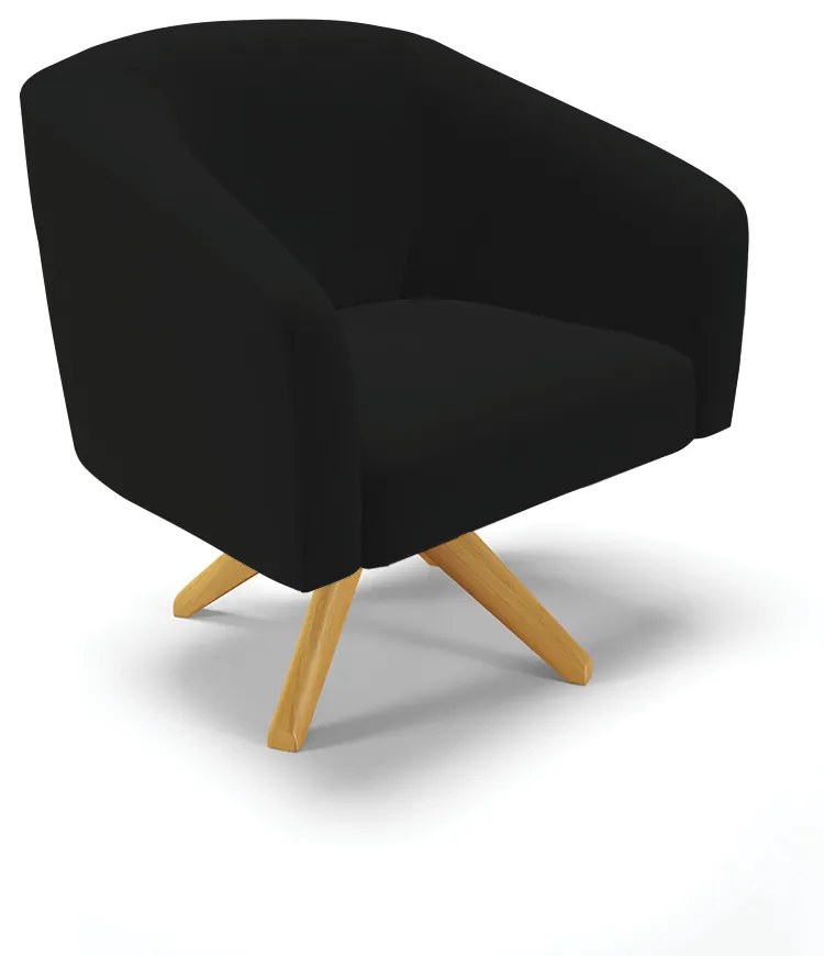 Poltrona Decorativa Giratória MA30 Stella Linho D03 - D'Rossi - A79 Preto