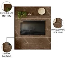 Painel para TV 75 Polegadas 208cm Piso ao Teto André M01 Imperial/Sépi