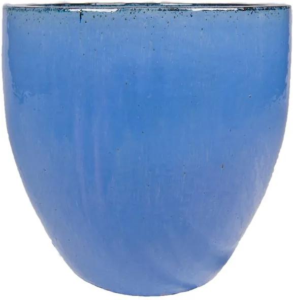 Vaso Vietnamita Cerâmica Importado Short Egg Azul Cobalto D48cm x A50cm