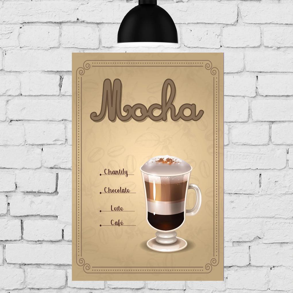 Placa Decorativa MDF Tipos de Café Mocha 30x40