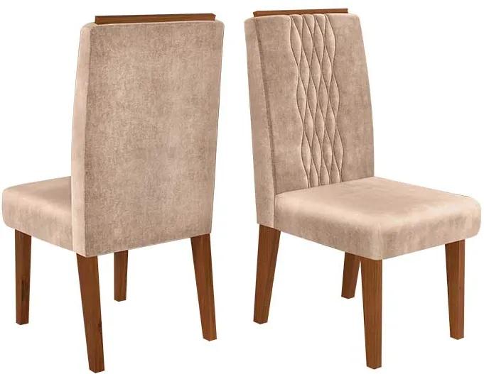 Conjunto 2 Cadeiras Elen Rústico Malbec Tecido Veludo Kraft