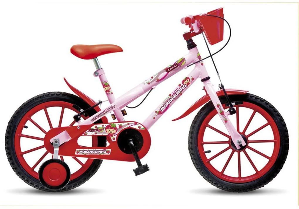 Bicicleta Colli Bikes Infantil Aro 16 Moranguinho Rosa/Vermelho