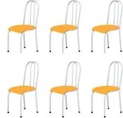Kit 6 Cadeiras Baixas 0.104 Anatômica Branco/Laranja - Marcheli