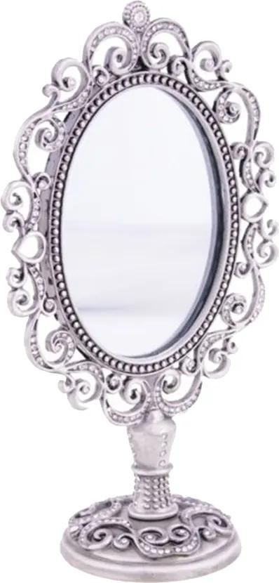 Espelho de Mesa Elizabeth com Pedrarias em Metal - 19x11x6 cm