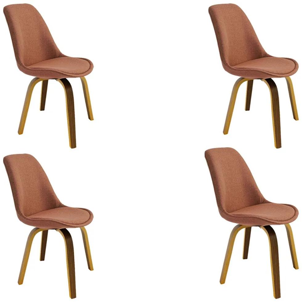 Kit 4 Cadeiras Decorativas Sala e Escritório SoftLine Linho Marrom G56 - Gran Belo