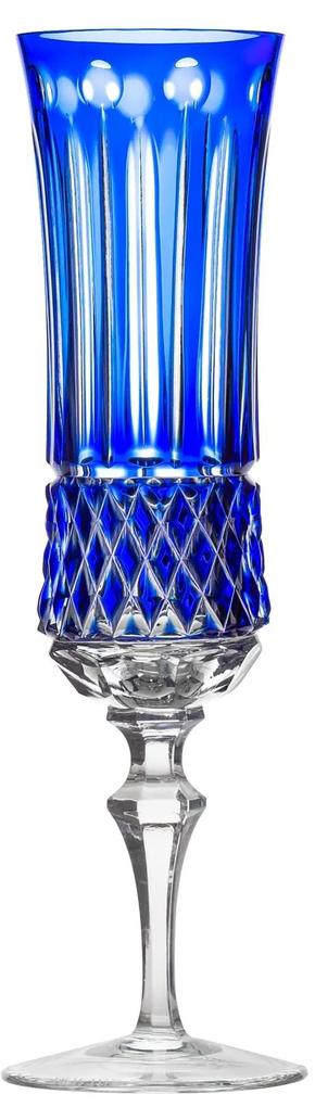 Taça de Cristal Lapidada P/ Champagne - Azul  Azul