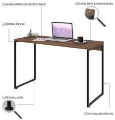 Mesa de Escritório Escrivaninha 120cm Dynamica Industrial C08 Nogal -