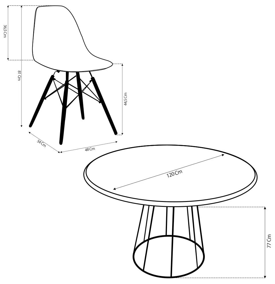 Conjunto Mesa de Jantar com 4 Cadeiras Garabit/Telaio Branco/Castanho G04 - Gran Belo