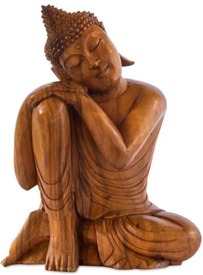 Escultura Buda Relax em Madeira 52cm | Bali