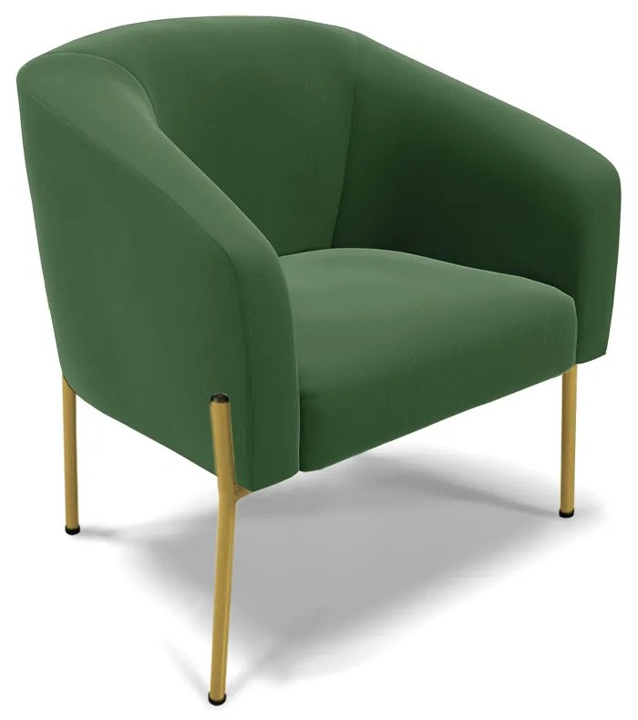 Poltrona Pé de Ferro Dourado Sala de Estar Stella Suede Verde D03 - D'Rossi