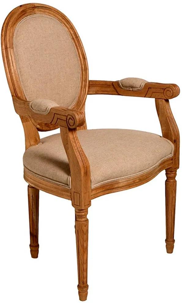 Cadeira Urbino de Madeira Carvalho Americano com Braço Assento e Encosto de Linho