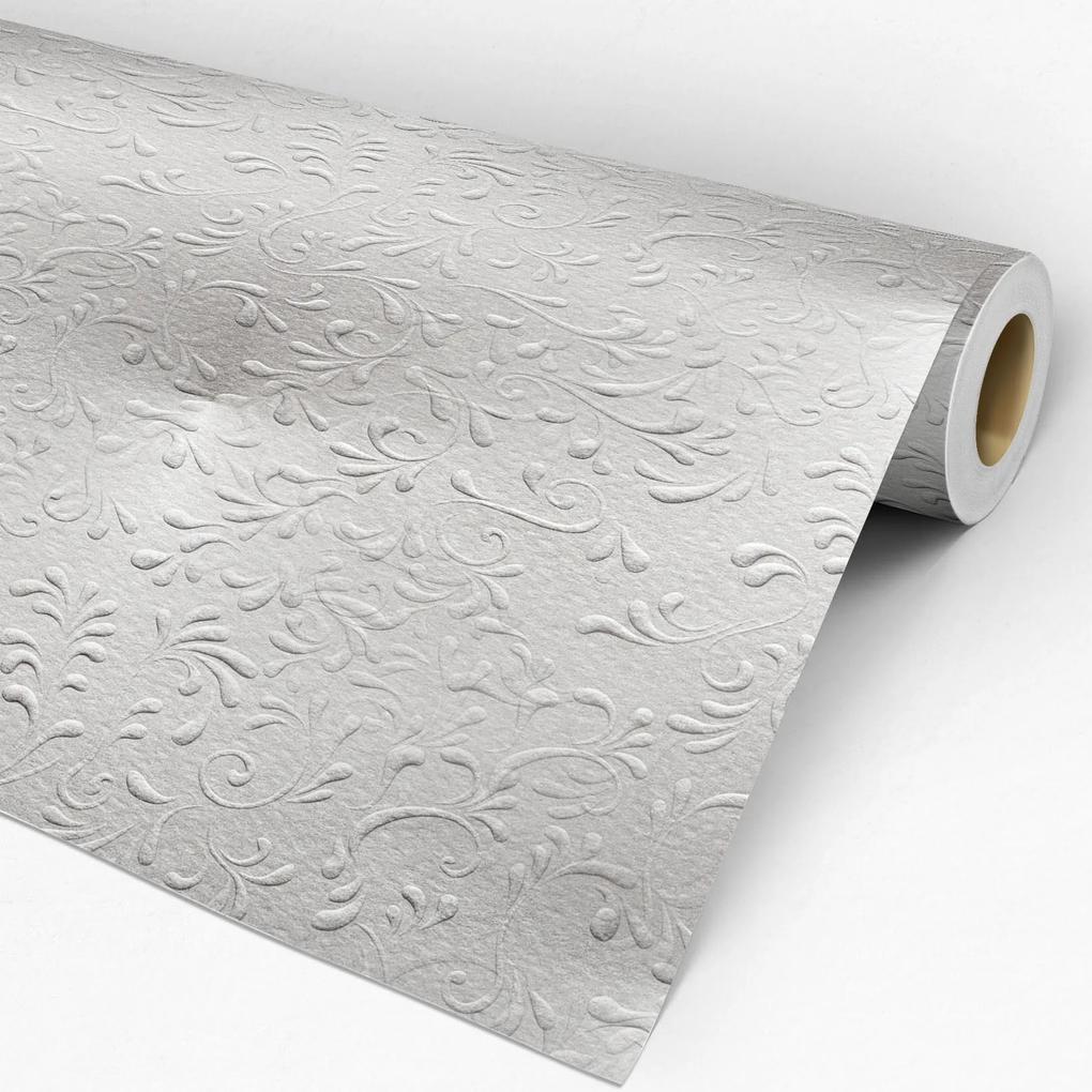 Papel de parede adesivo floral prata