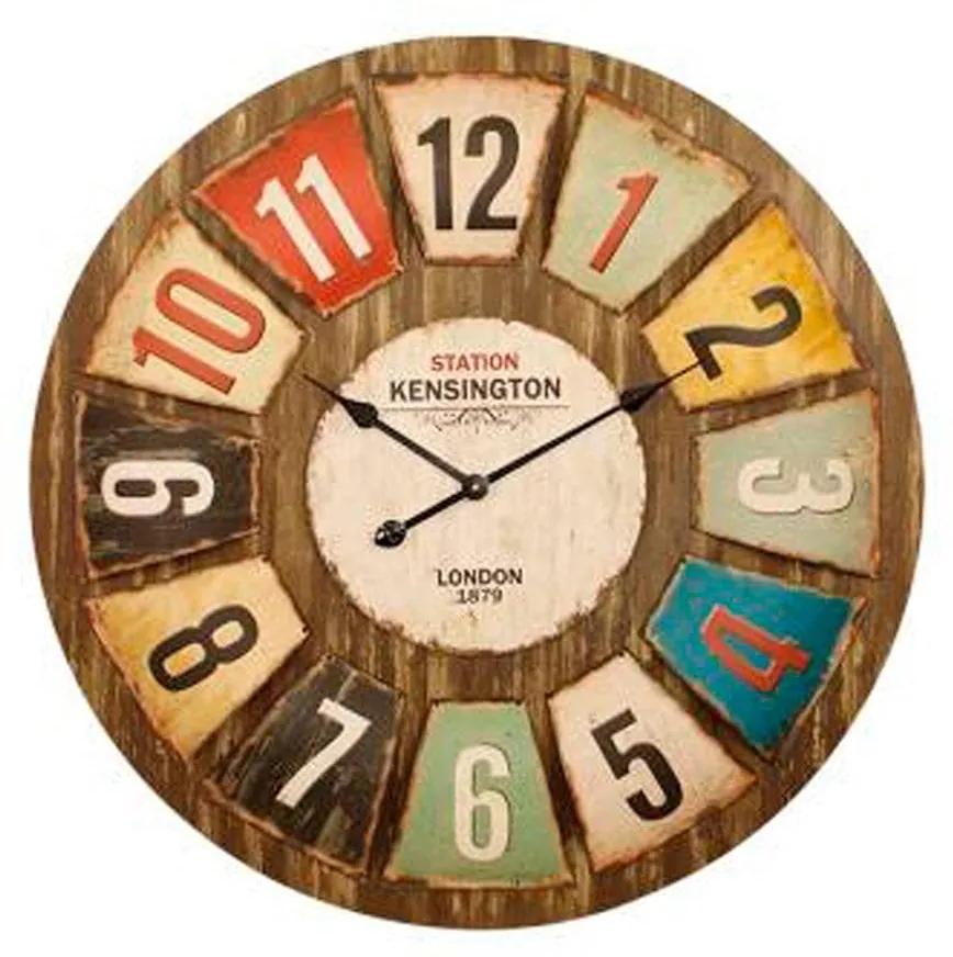 Relógio de Parede Números Coloridos Oldway em Madeira e Metal - 80x7cm