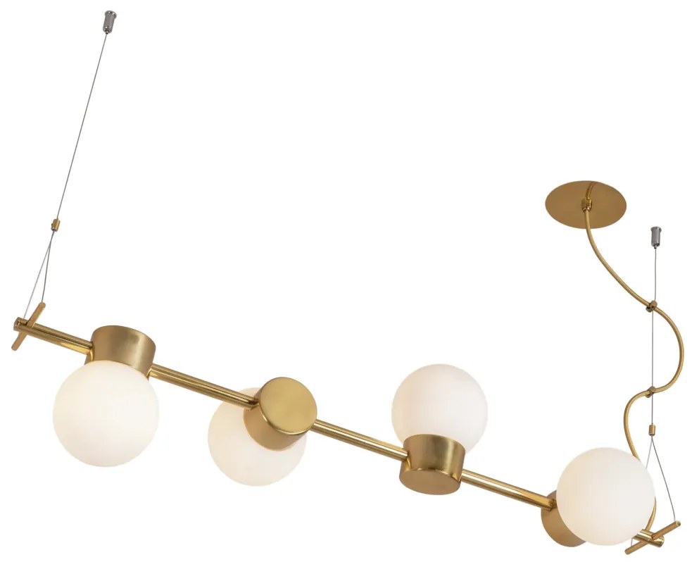 Pendente Sonata 23X84X25Cm 4Xg9 Aluminio E Globo Ø12Cm | Usina 16950/4 (CB-M - Cobre Metálico, AMBAR)