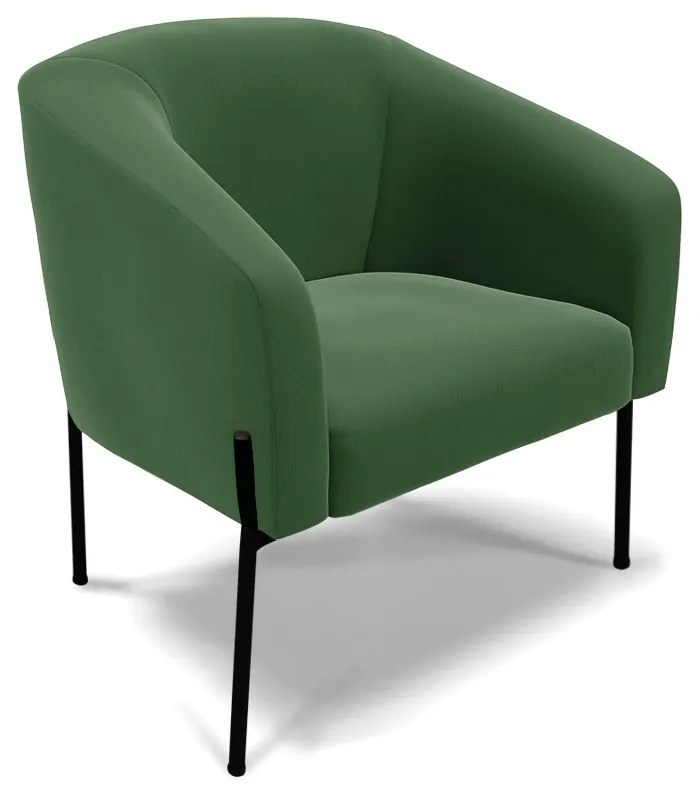 Namoradeira e 2 Poltronas Pé de Ferro Preto Stella Suede Verde D03 - D'Rossi