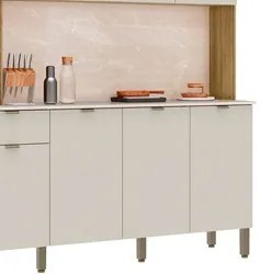 Cozinha Compacta Com Balcão 200cm Louvre K02 Freijó/Soft - Mpozenato